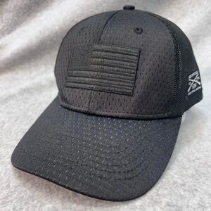 Grunt Style Blacked Out USA Flag Mens Black Trucker Hat Mesh Tactical OSFM